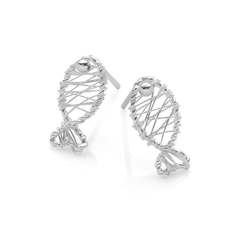 Embroidered Fish Studs