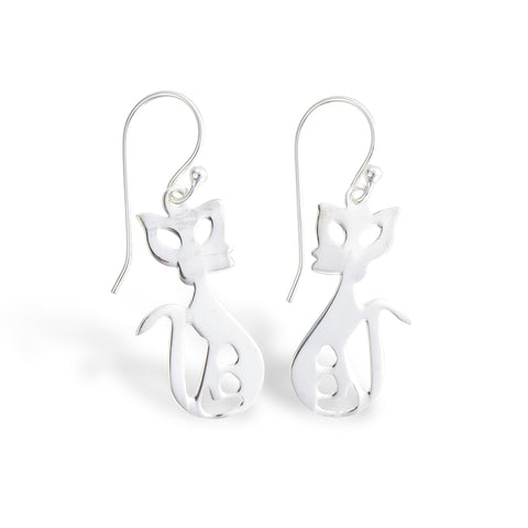 Silver Cat Earrings