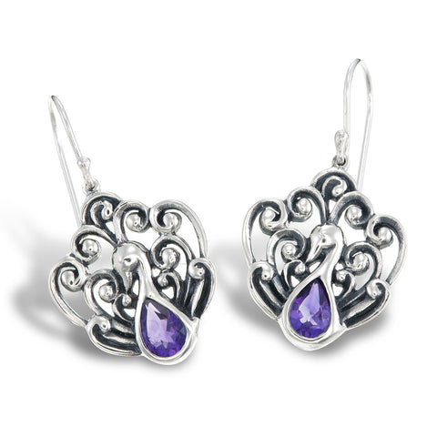 Amethyst Peacock Earrings