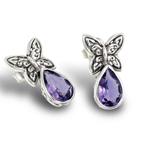 Amethyst Butterfly Earrings