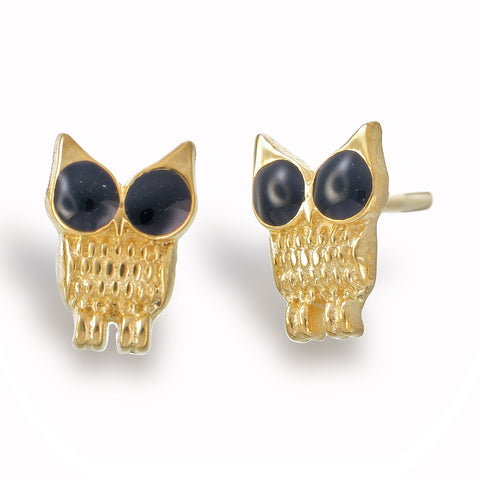 Gold Owl Studs