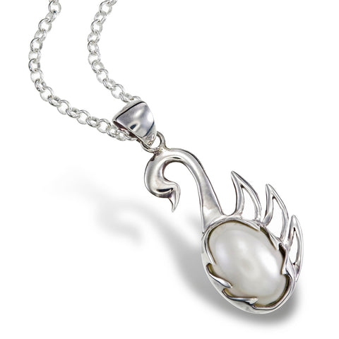White Mabe Swan Pendant