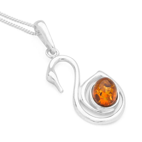 Amber Swan Pendant