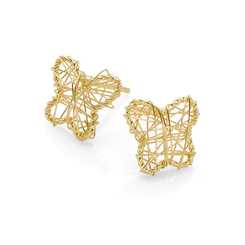 Embroidered Butterfly Studs (Gold)