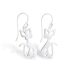 Silver Cat Earrings