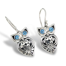Blue Topaz Owl Earrings