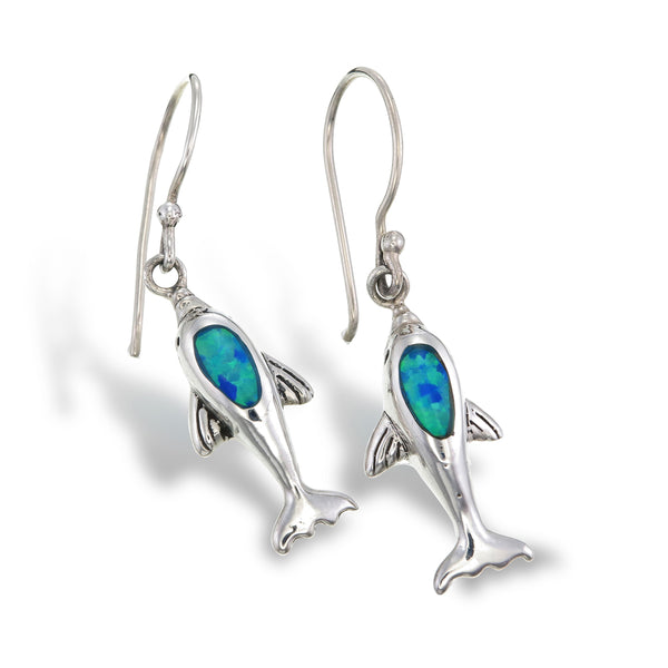 Blue Opal Dolphin Earrings